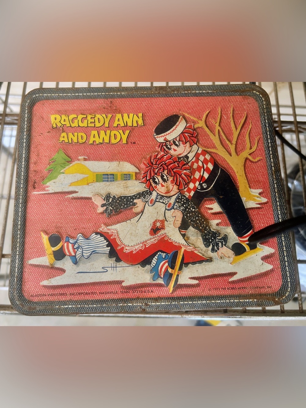 Vintage Raggedy Ann & Andy Metal Lunchbox Stamped Tin GUC
